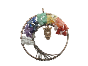 Levensboom hanger 7 chakra met uiltje